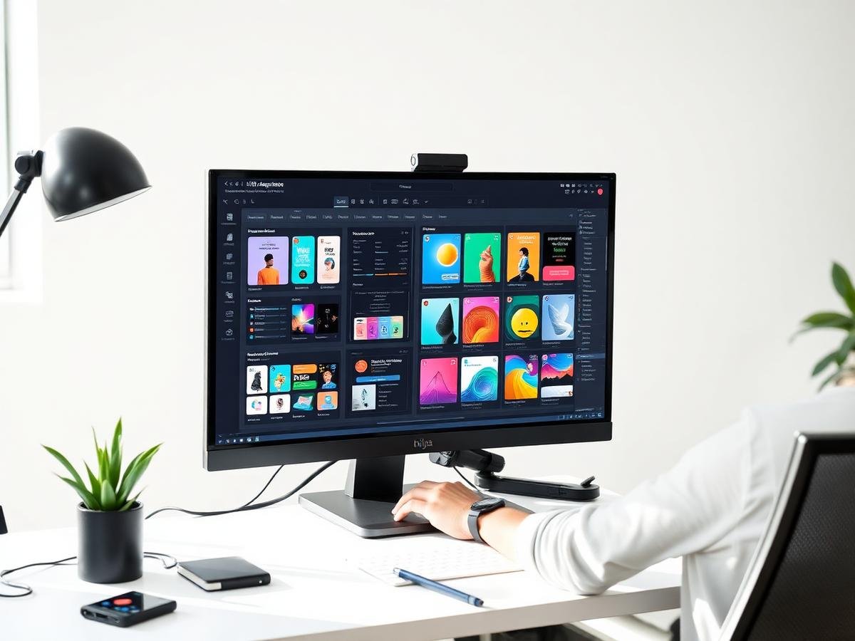 Designer crafting modern UI screens in a design tool